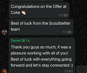 Anonymized offer message from Daniel Reed